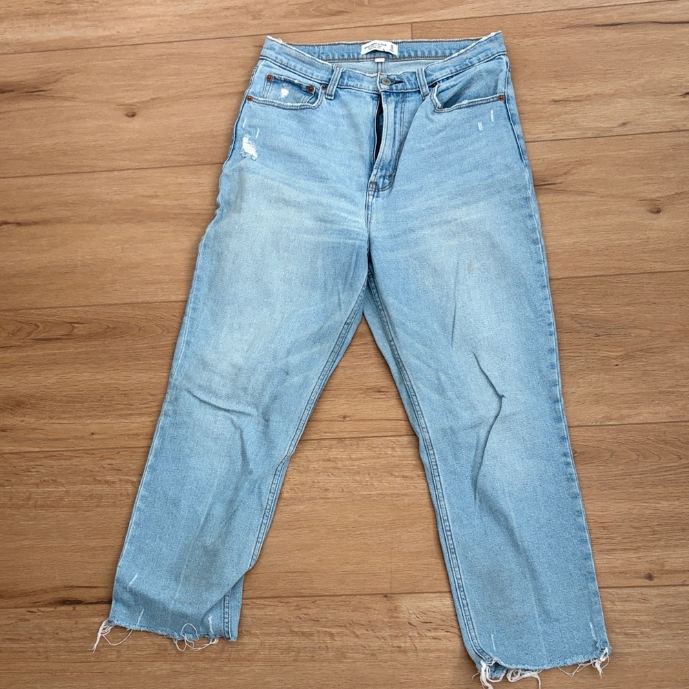 Abercrombie & Fitch Light Blue High-Rise Ankle Jeans Curve Love